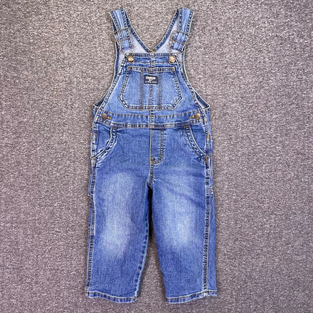 OshKosh B'gosh Denim Overalls Kids 3T Blue Carpenter Casual Stretch Bibs